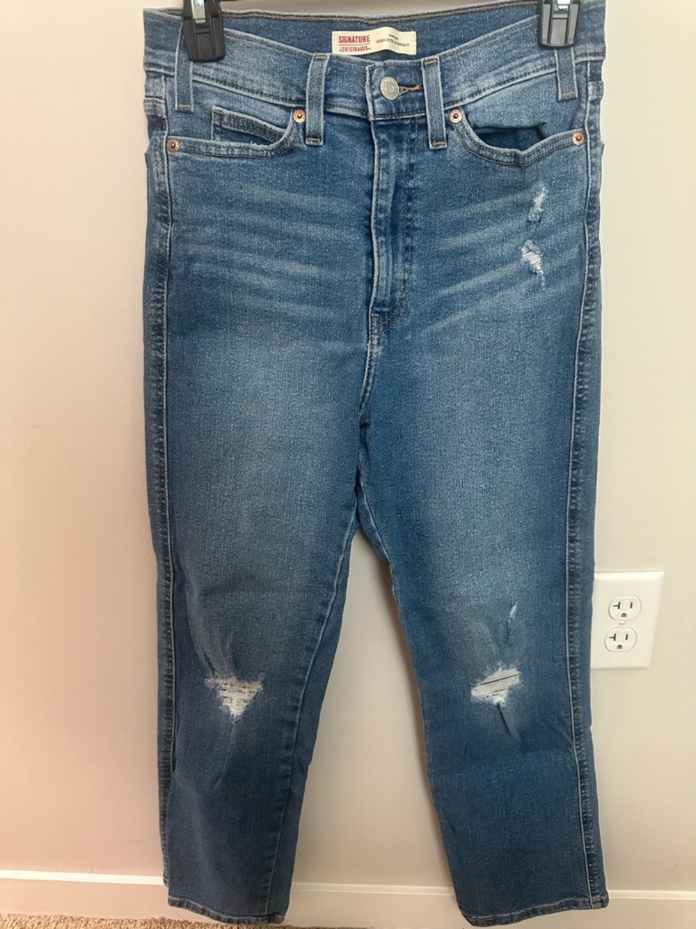 Signature by Levi Strauss Blue High-Rise Straight Jeans